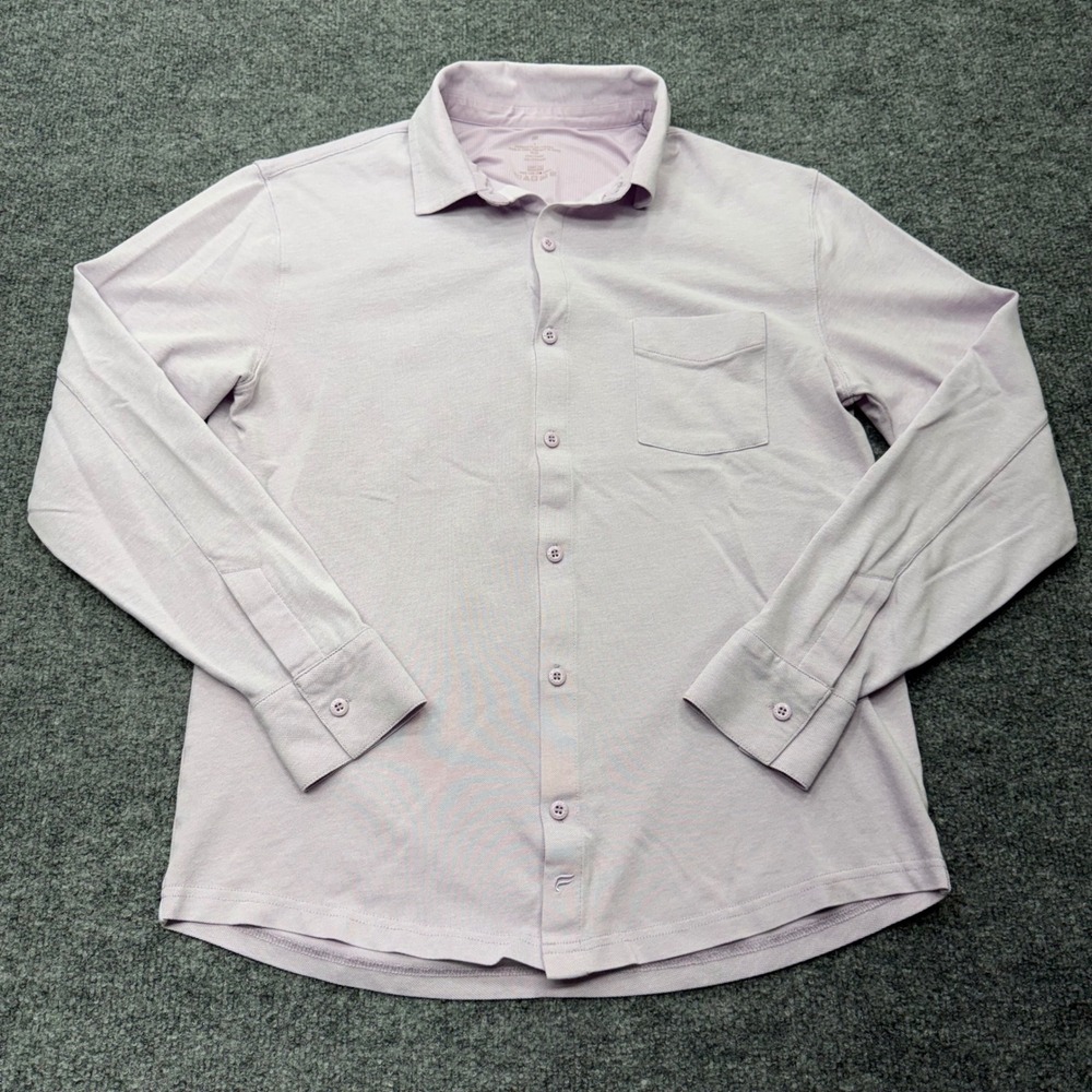 Fabletics‎ Womens Large Lavender Purple Pique Knit Long Sleeve Button Down Shirt